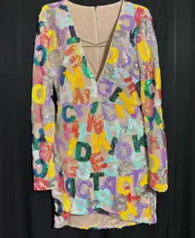 Unbranded Colorful Sequined Alphabet Letters Formal Ladies Party Dress size L