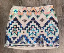 Sequin Tribal Print Mini Skirt