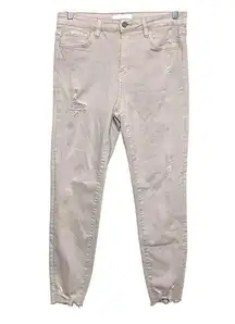 Vervet Peony Distressed Destroyed Crop Skinny Jeans Pink T5263 Raw Hem Womens 29