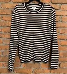 Nine West Women's Ribbed Striped Crew Neck Long Sleeve Pullover Sweater Size XXL