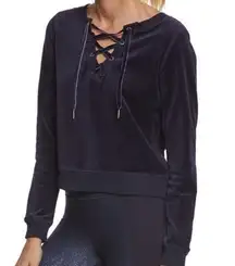 Betsey Johnson Performance Velour Navy Sweatshirt Size S