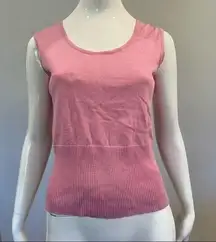 Caslon  100% Cotton Tank Top with Ribbed Bottom in Pink