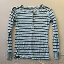 Stateside Striped Thermal Henley Tee