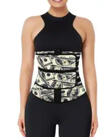 Latex Double Belt Waist Trainer Waist Corset Heavy Duty Money Print Faja Adjustable Corset