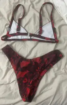 Red Snake Print Bikini Set