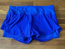 Oiselle Women's Lapis Blue Long Track Star Shorts, Sz 12