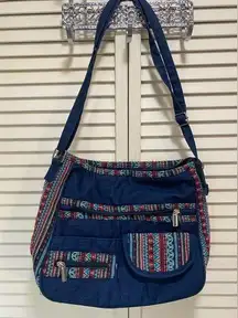 Cute Denim/Aztec Print Purse Blue Small Shoulder Bag‎ Pockets