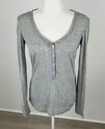 Victoria’s Secret Grey Long Sleeve Button Front Top Size M