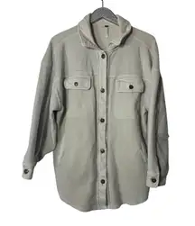 Free People Cozy Fleece Oversized Button Down Ruby Jacket