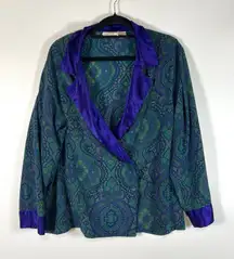 Victoria's Secret Vintage‎ Gold Label Purple Blazer Floral Pajama Top Women's Lg