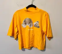 NWT Yellow Broken Bear Boxy Crop Tee Size XS