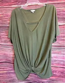 Lucky Brand Green V-Neck, Tie at Waist Shirt.Size X-Large.