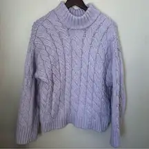 Divided H&M Sweater Lavender Purple Cable Knit Turtleneck casual comfy