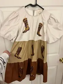 Fantastic Fawn Faux Leather Cowboy Boot Dress