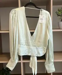 NWT Small Bardot Opal Blouse in Pistachio, sold out on Revolve