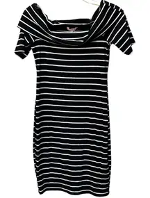 Juicy Couture Black White Ribbed Striped Sheath‎ Dress Y2K Vintage Size Medium