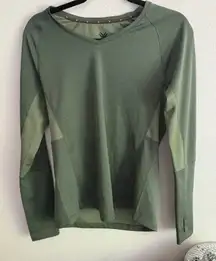 Vortex Long‎ Sleeve V Neck Olive Green Athletic Activewear Top Womens Medium