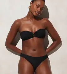 J. Crew Textured Hipster Full Coverage Bikini Bottom Mid Rise Women's 3X‎ Black