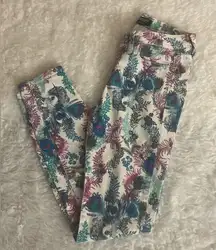 bebe skinny jeans with Peacock and Floral Design size 27