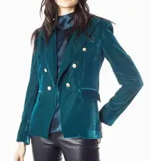 GENERATION LOVE, SAVANNAH VELVET DOUBLE-BREASTED BLAZER IN TEAL, like new