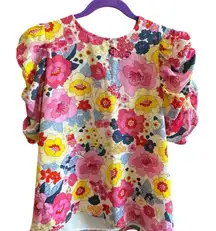 Sugarlips‎ Women's Floral Puff Sleeve Blouse Multicolor Size S