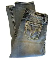 Vigoss Chelsea Western Capri Jeans with Rhinestone Buttons and Grommets Sz 7/8