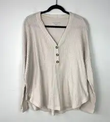 Soft & Sexy Waffle Henley Shirt Long Sleeve Oversized Size Large