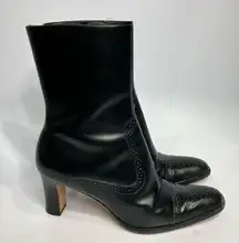 Lauren Ralph Lauren Leanne black leather heeled boots size 6.5