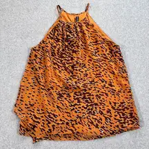 W118 by Walter Baker Sleeveless Blouse Women's Small Rust Orange Animal Print