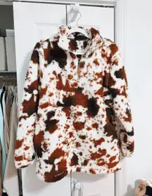 Nana Macs Cow Print Sherpa Pullover