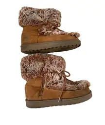 Faux Fur Lace Up Winter Ankle Boots Snow Outdoors Furry