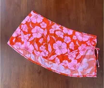 NWT Wild Fable pink floral swim cover skirt Size M