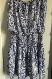 Blue and White animal print romper dress! Halter style top..