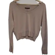 Womens Abercrombie & Fitch Beige Pullover Ribbed Long-Sleeve Sweater Size Small