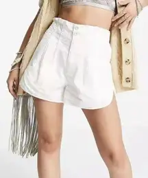 Free People Pleated Shorty Shorts In Jasmine White L