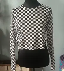 Checkered Black and White Women's Top