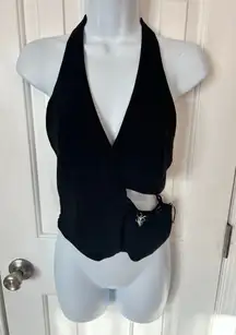 Zara NWT black crop top with cut out side boho prefect for a night out size S