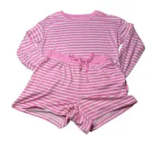 Draper James Pink Stripe Long Sleeve Shorts Lounge PJ Set Size Medium Womens