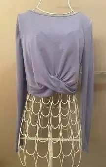 Forever 21 Cropped Purple Front Twist Long-Sleeve Top