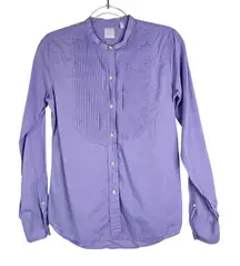 Ann‎ Mashburn Pleated Bib Button Down Top Purple Lavender Small S