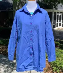 Take Nine Maternity Blue Button Down Shirt Top S