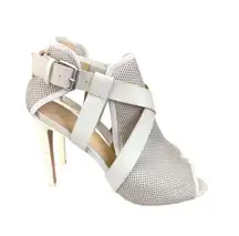 Joe's Jeans Women's Mesh Peep Toe Cross Strap‎ Buckle Heel Sandal Size 9M