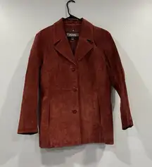 Wilson's Leather Red Suede Blazer Coat Buttons Women's Large L