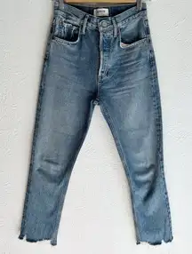 Agolde Riley High-Rise Straight Cropped Jeans Haven Wash Sz 23