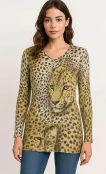 Y2K Animal Print Leopard Bodycon Dress Long Sleeve DENIMAXX S