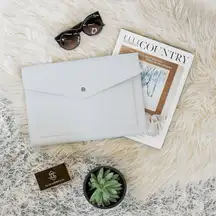 Glass Ladder & Co gray Megan vegan leather portfolio clutch