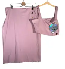 Trends Womens Muave NEW Ribbed Two Piece Set Skirt Cropped Top Sz‎ 1X