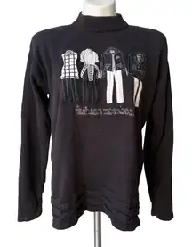 Vintage Bonnie and Bill by Holly Black and White Embroidered Sweater, Sz L