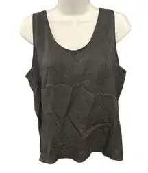 Diane Gilman Silk‎ Tank Top Sleeveless Blouse Medium Black Patterned