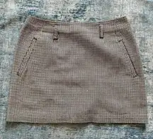 Guess Cream Brown Black Houndstooth Mini Pencil Skirt w Pockets Size 28"